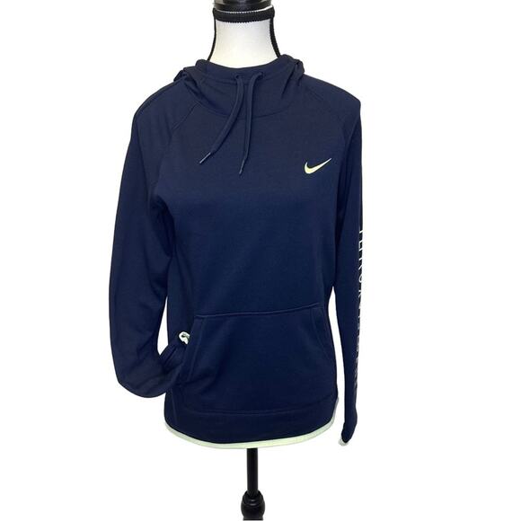 Nike Tops - Nike Women’s Dri-FIT Hoodie Size XS Navy Blue “Just Do It” Pullover